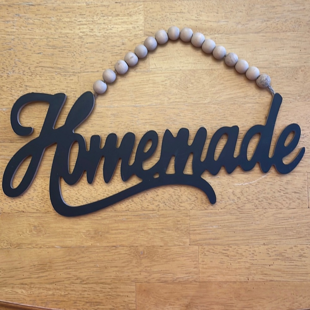 COPY - Black Homemade hanging sign with wooden beads